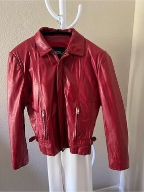 Wilson Red Leather Zip-Front Jacket